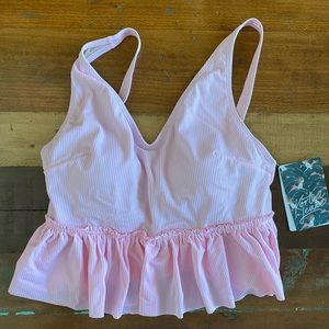 Kortni Jeane NWT Pink V neck Swim top